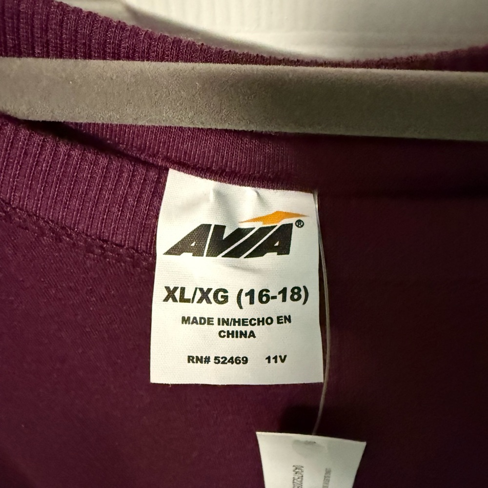Avia Long Sleeve Soft Tee with Thumb Holes (XL, Burgundy) - Picture 4 of 5